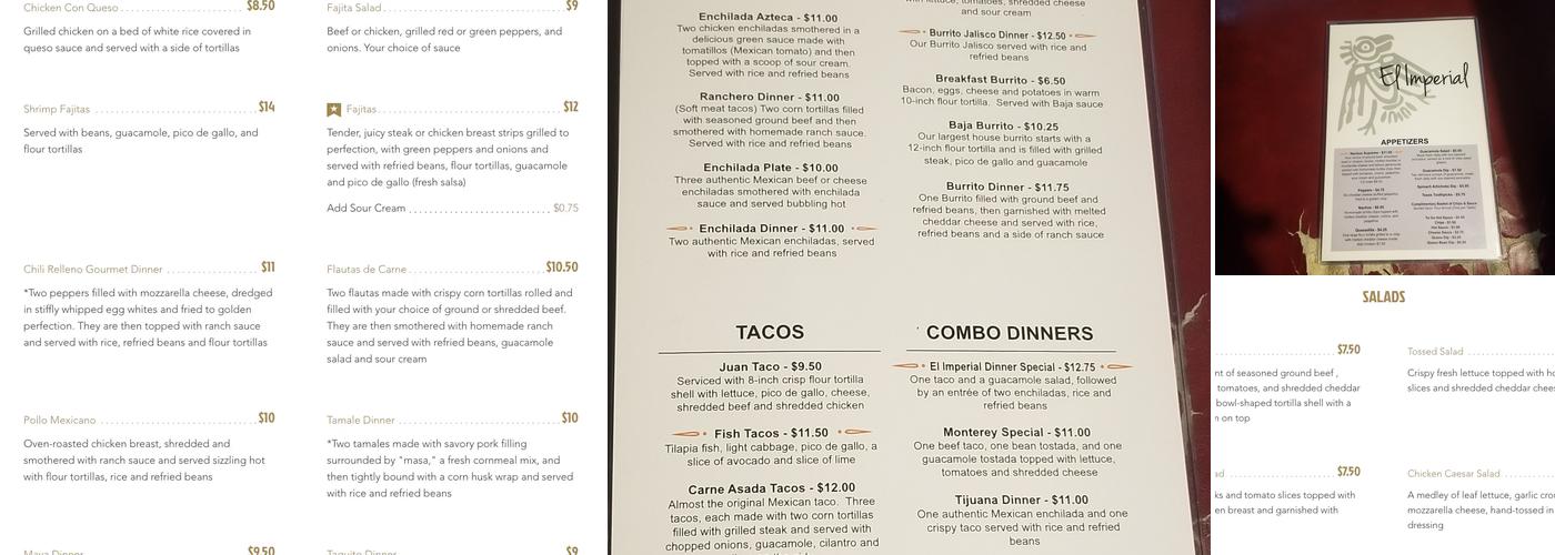 El Imperial Menu