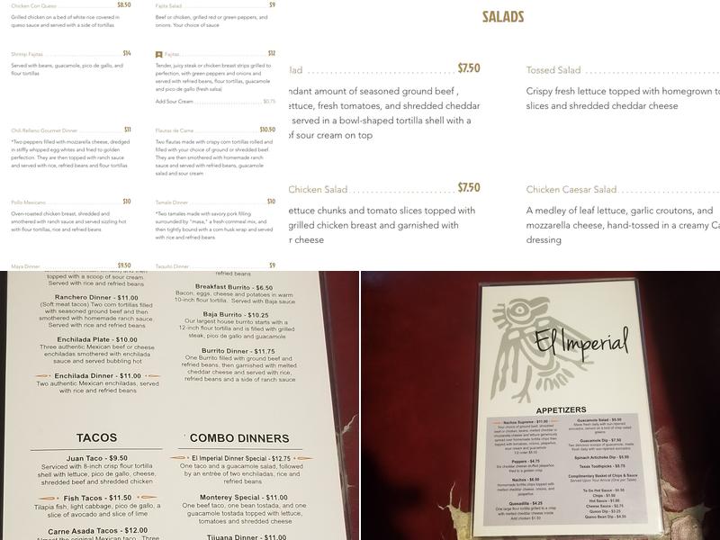 El Imperial Menu