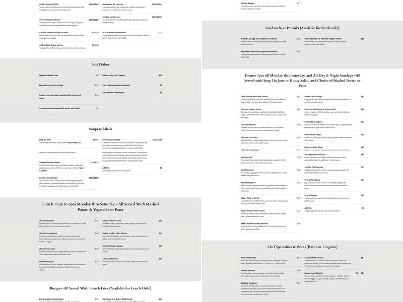 Brass City Bistro Menu