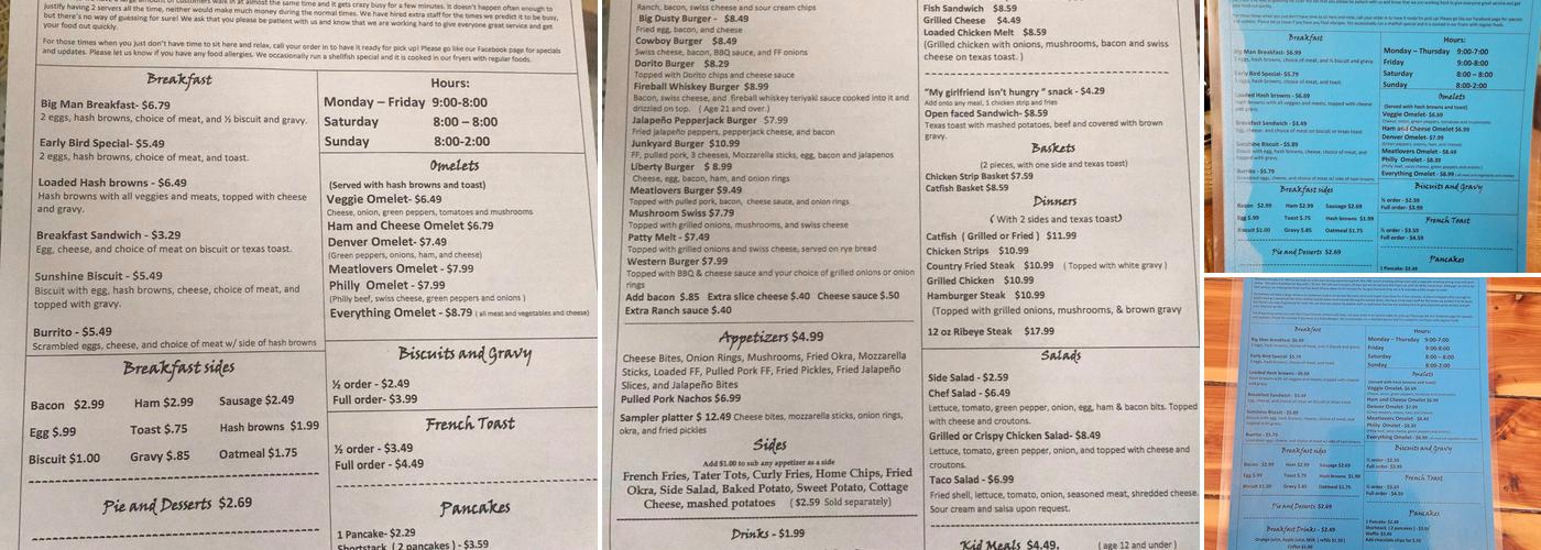Lazy C's Grill Menu