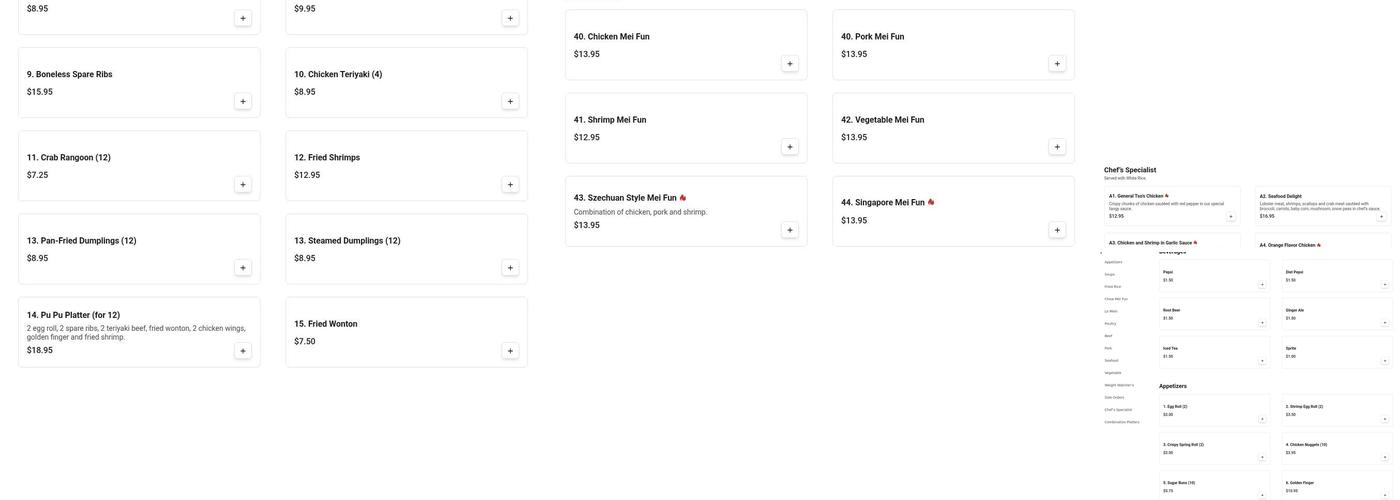 Imperial China Buffet Menu