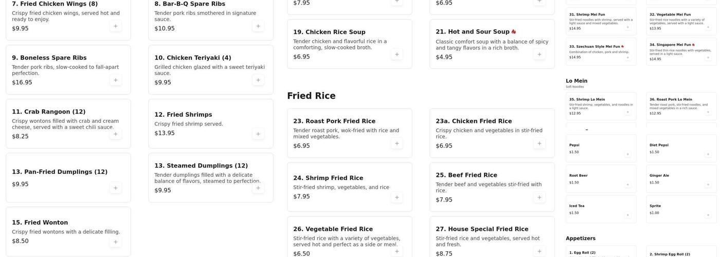 Imperial China Buffet Menu