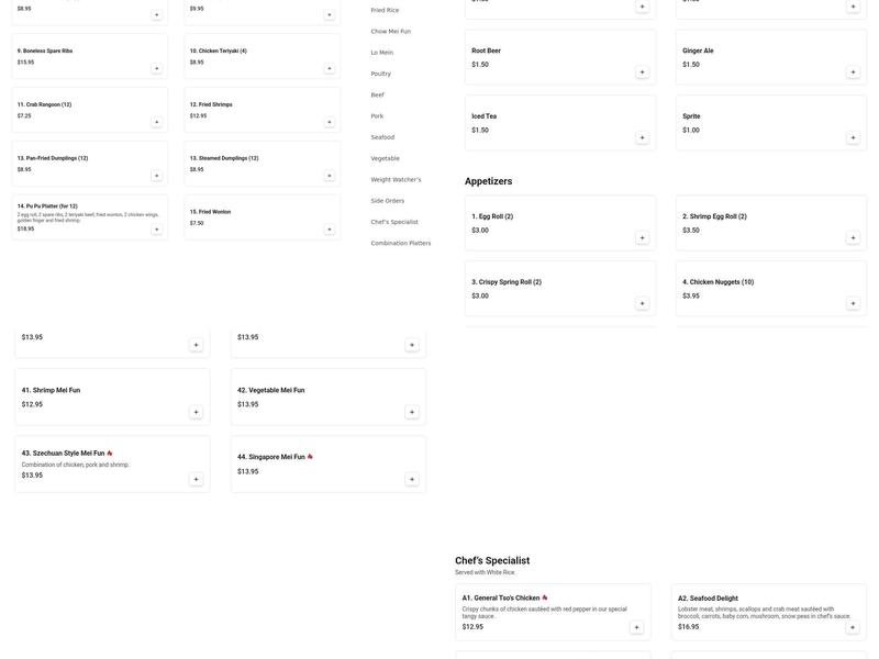 Imperial China Buffet Menu