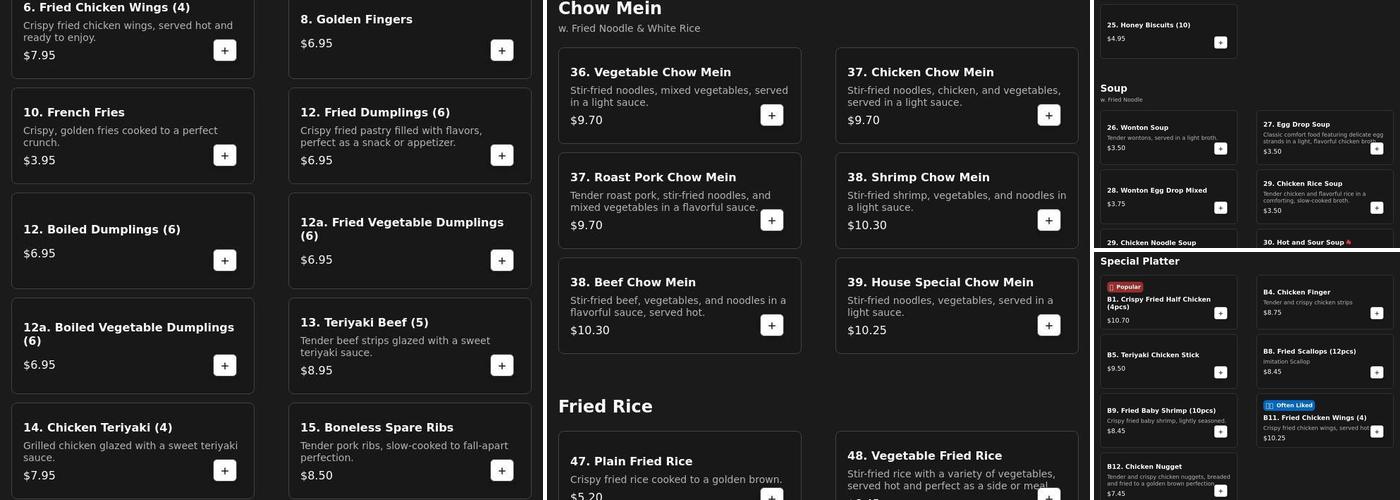 Sun Hing Restaurant Menu