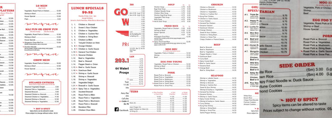 Golden Wok Menu
