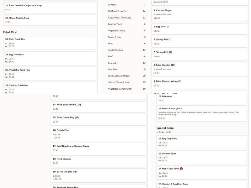 China Town Kitchen Menu