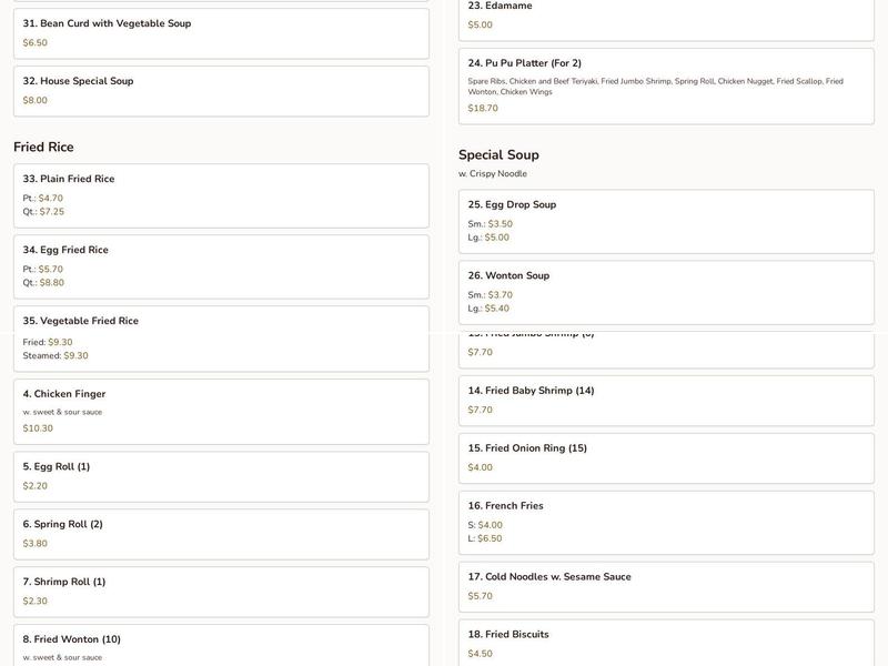 China Town Kitchen Menu