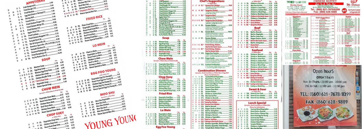Young Young Chinese Buffet Menu
