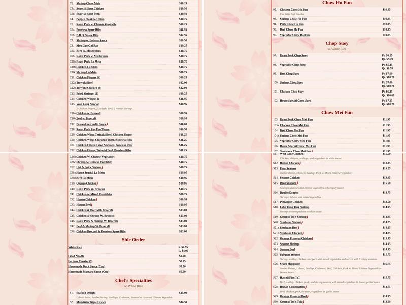 NICE CHINESE RESTAURANT Menu