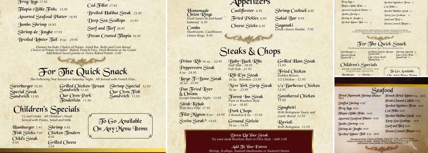 Forest Inn Menu