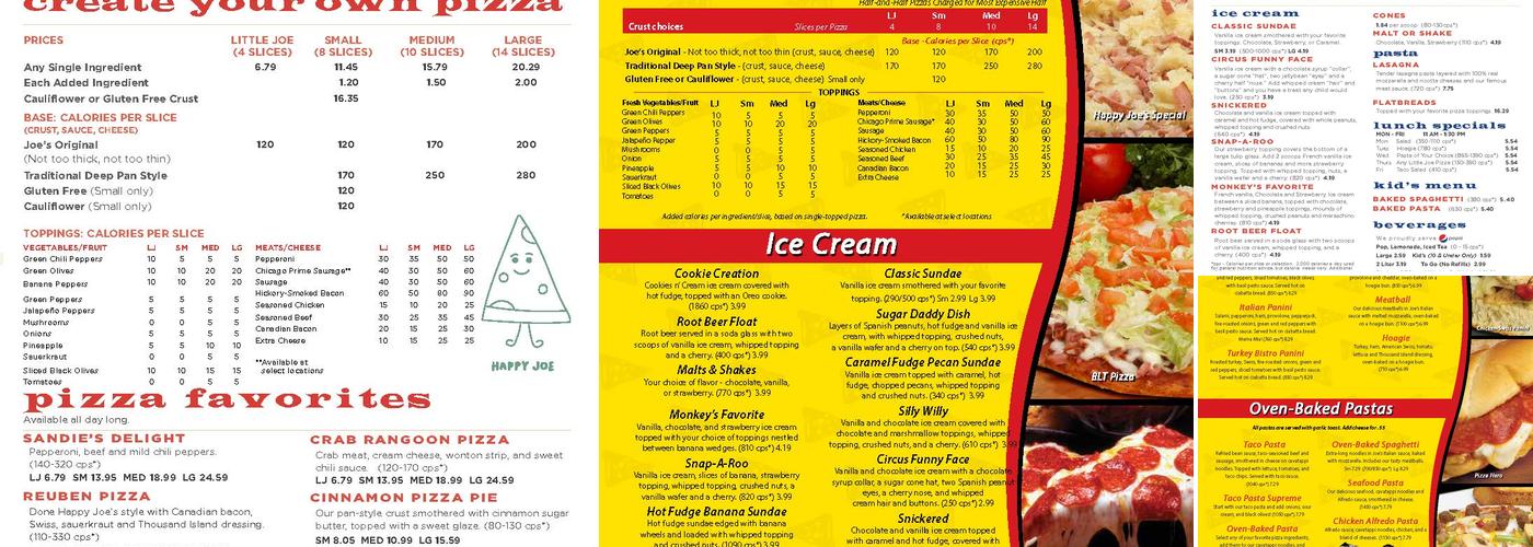 Happy Joe's Pizza & Ice Cream - Morrison Menu