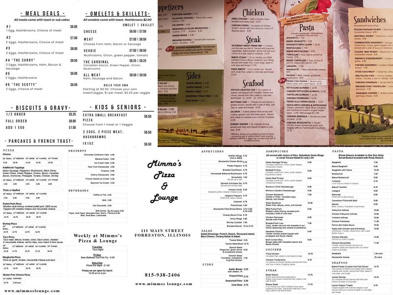 Mimmo's Pizza & Lounge Menu