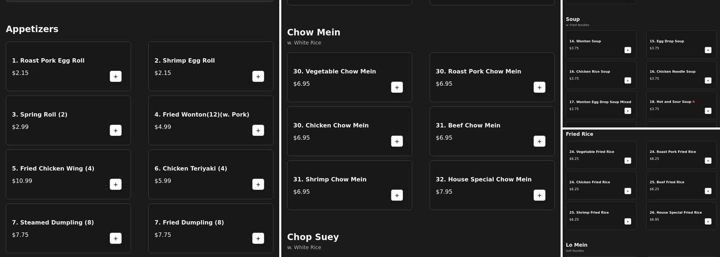dynasty Menu