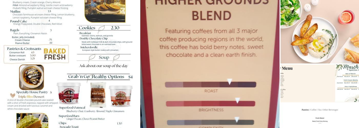 Higher Grounds Coffee Menu