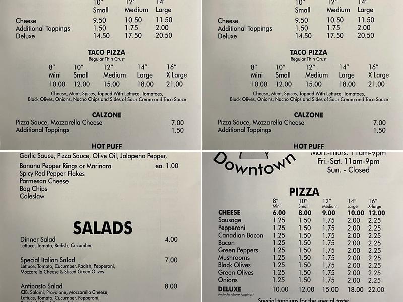 Joe's Pizza Menu