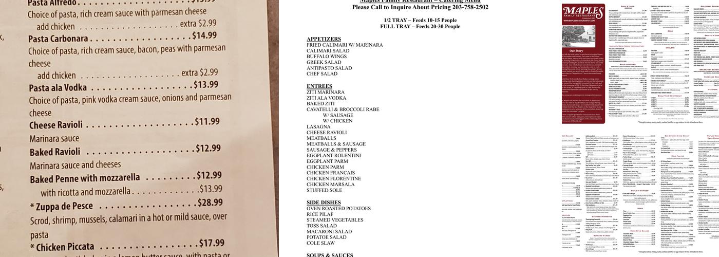 Maples Family Restaurant Menu