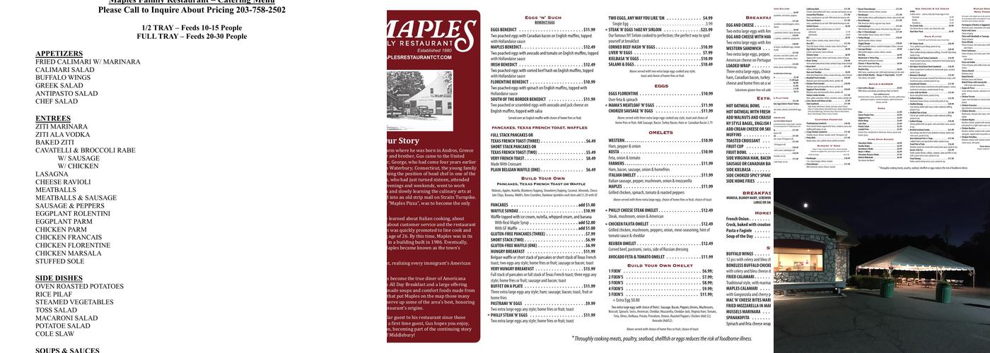 Maples Family Restaurant Menu