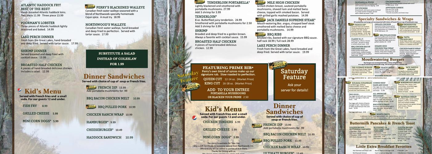 Northwoods Inn Menu