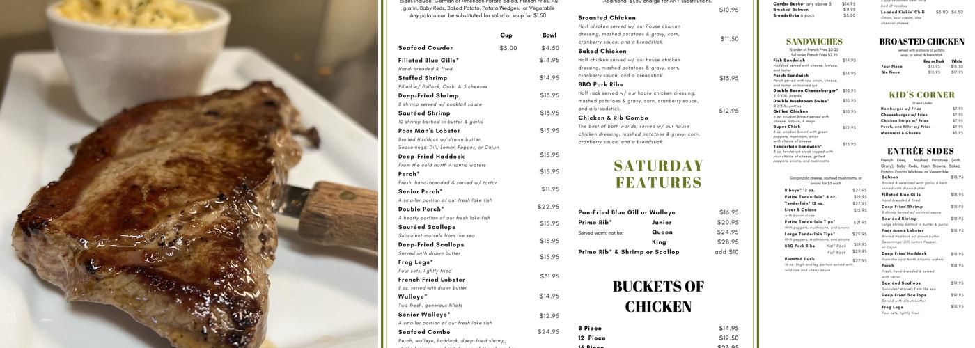 Hillcrest Lodge Supper Club Menu