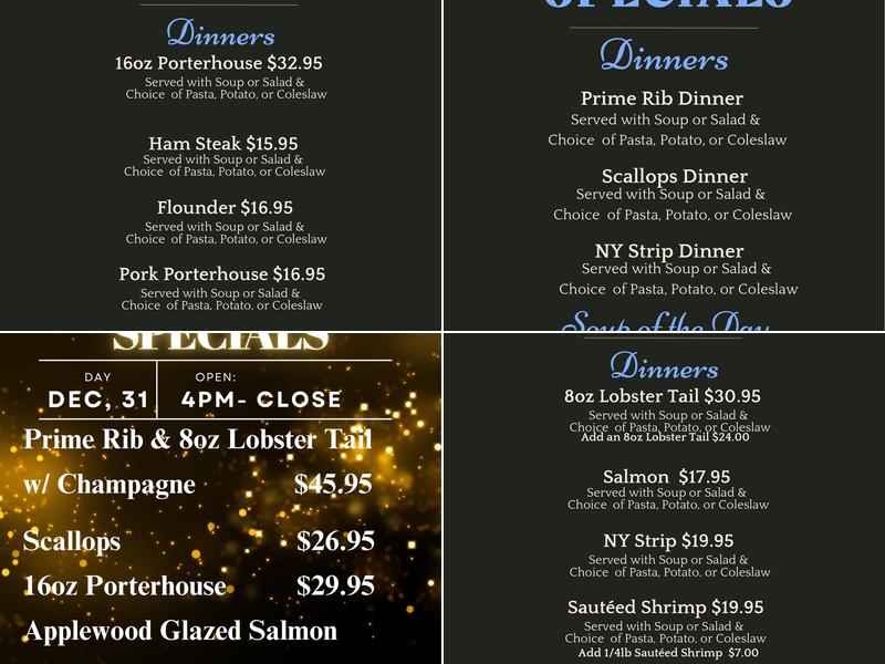 Anderson's Supper Club Menu