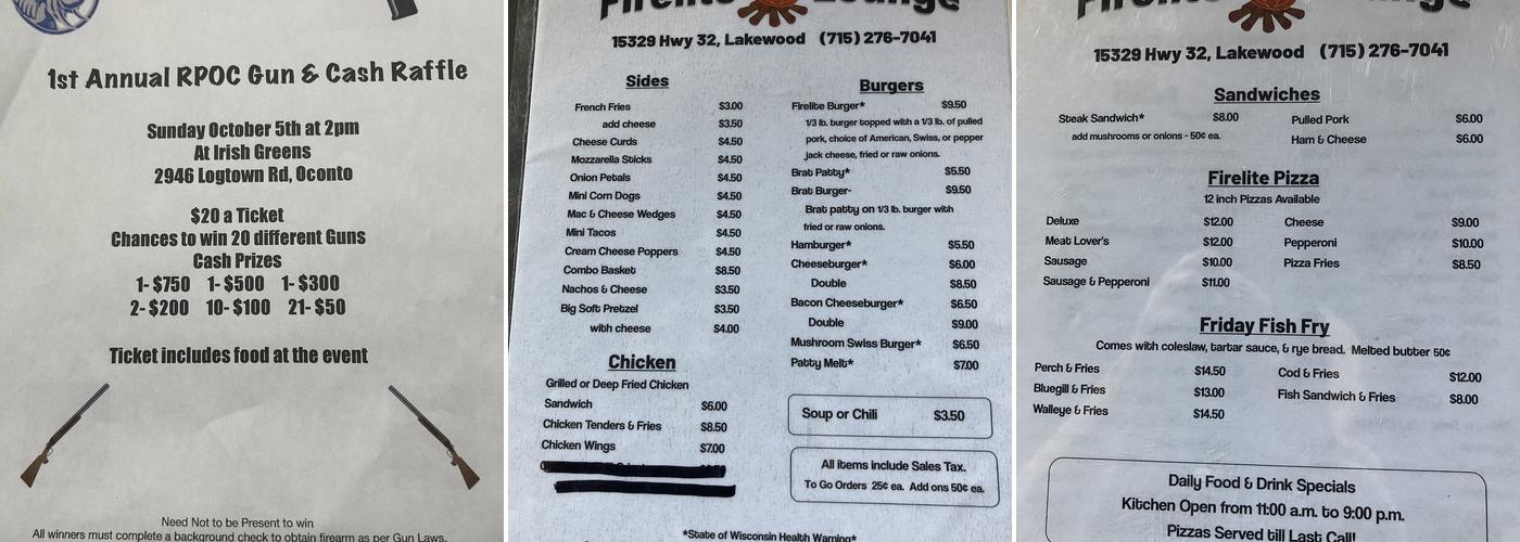 Firelite Lounge Menu