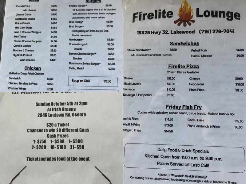 Firelite Lounge Menu