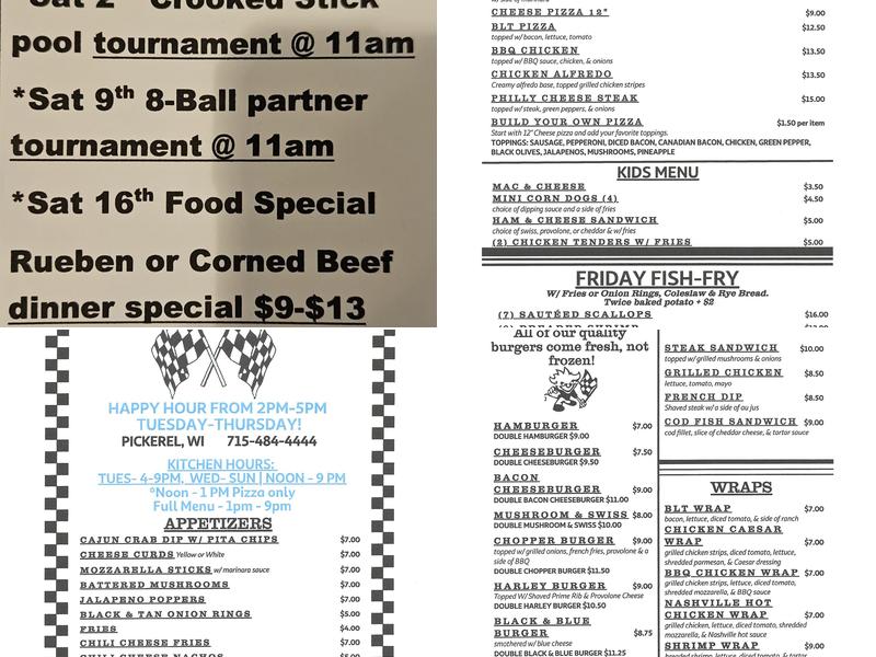 Paul's Final Lap Bar and grill Menu