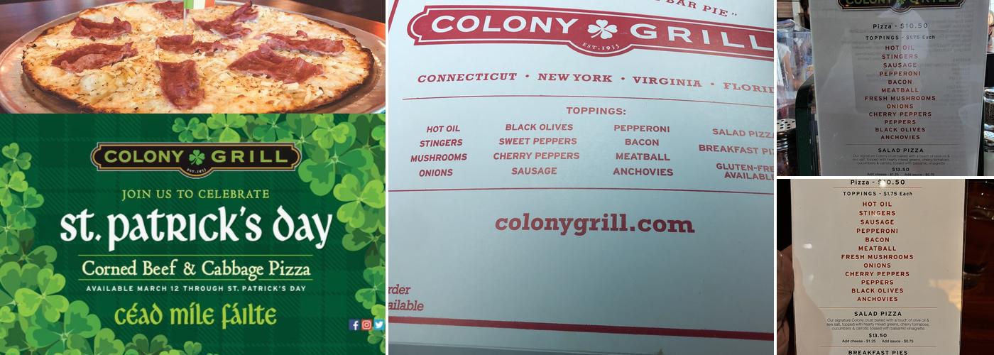 Colony Grill Menu