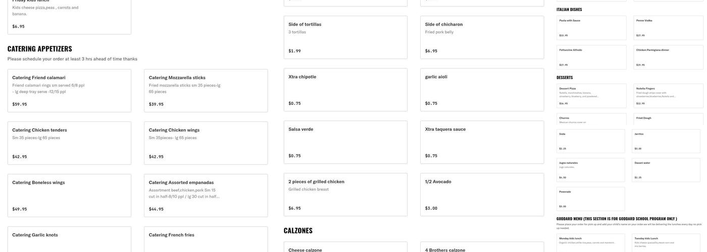 4 Brothers pizza/Cuatro Hermanos Menu