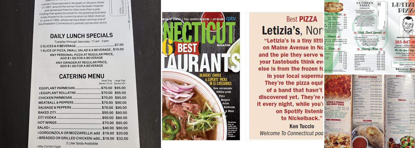 Letizia's Pizza Menu