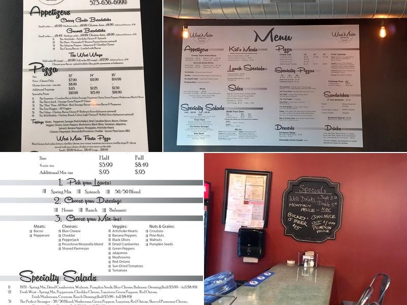West Main Pizza Menu