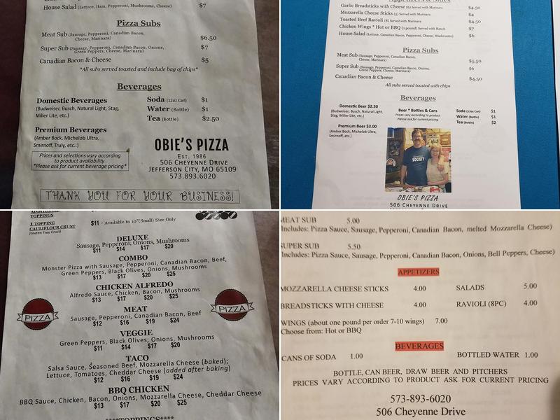 Obie's Pizza Menu