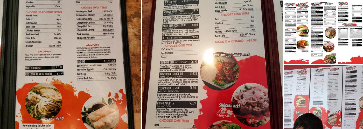 TyPHOon Authentic Vietnamese Cuisine Menu