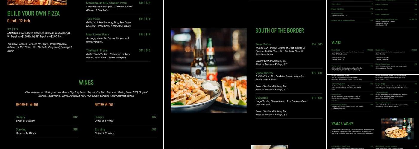 Deuce Pub & Pit Menu