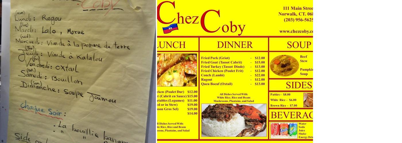 Chez Coby Menu