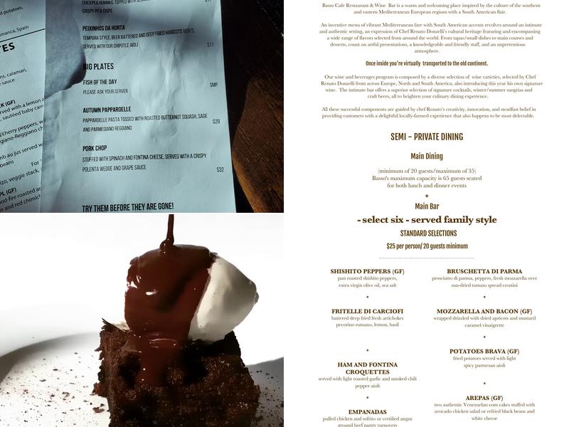 Basso Restaurant & Wine Bar Menu