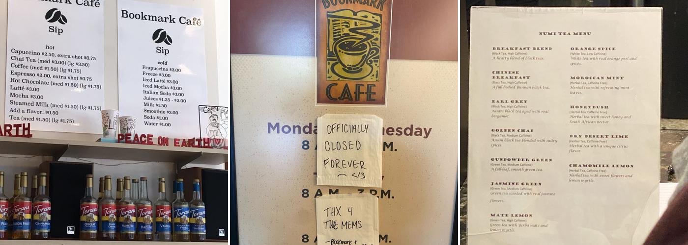 Bookmark Café Menu
