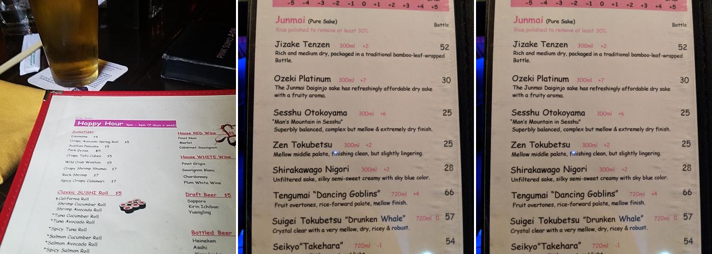 Pink Sumo Menu