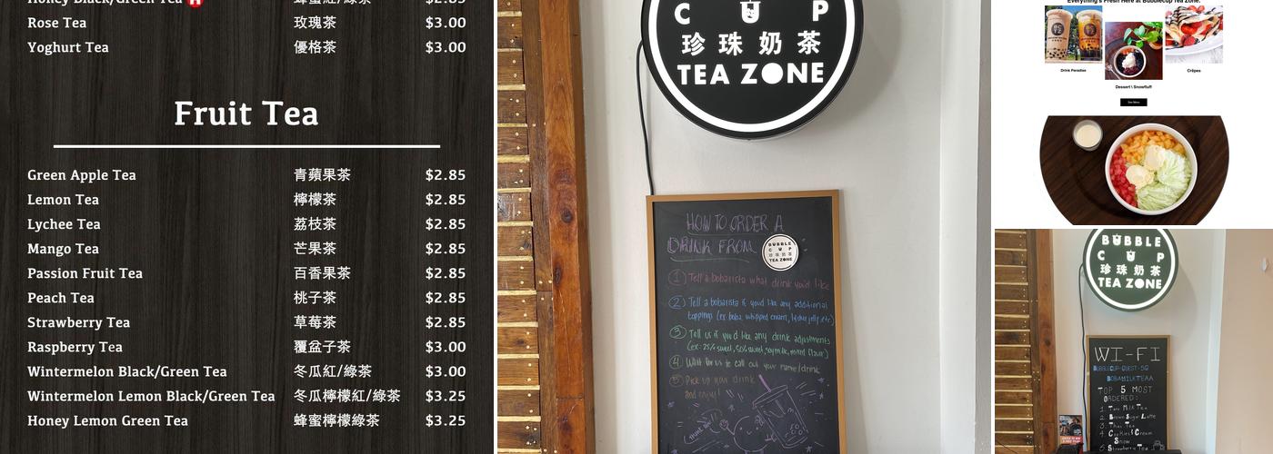 Bubblecup Tea Zone Menu