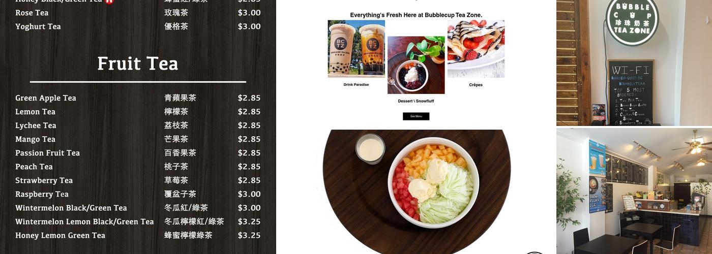 Bubblecup Tea Zone Menu