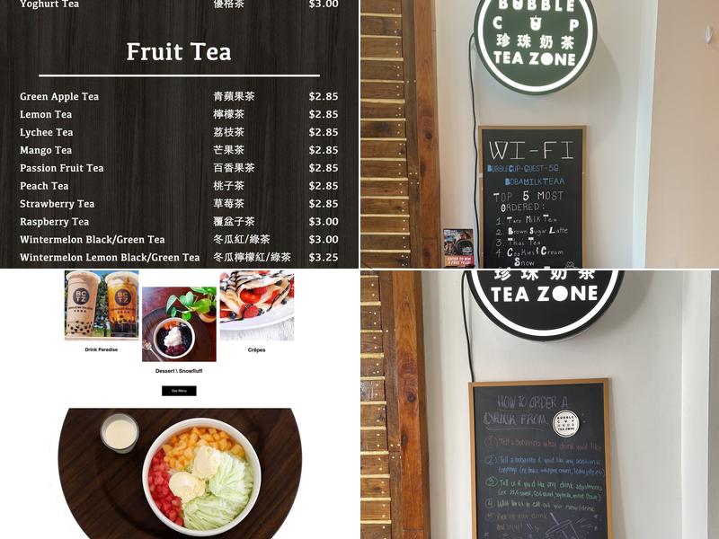 Bubblecup Tea Zone Menu
