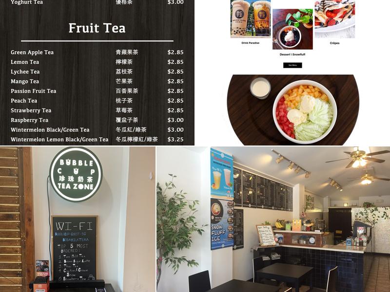 Bubblecup Tea Zone Menu