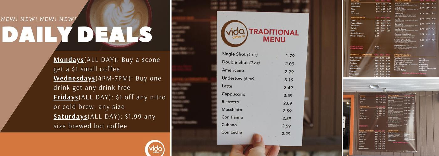 Vida Coffee Co Menu