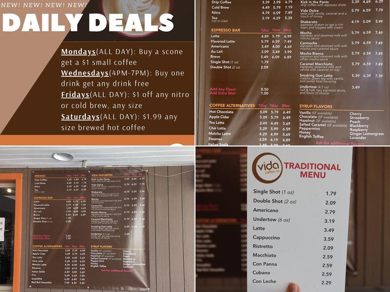 Vida Coffee Co Menu