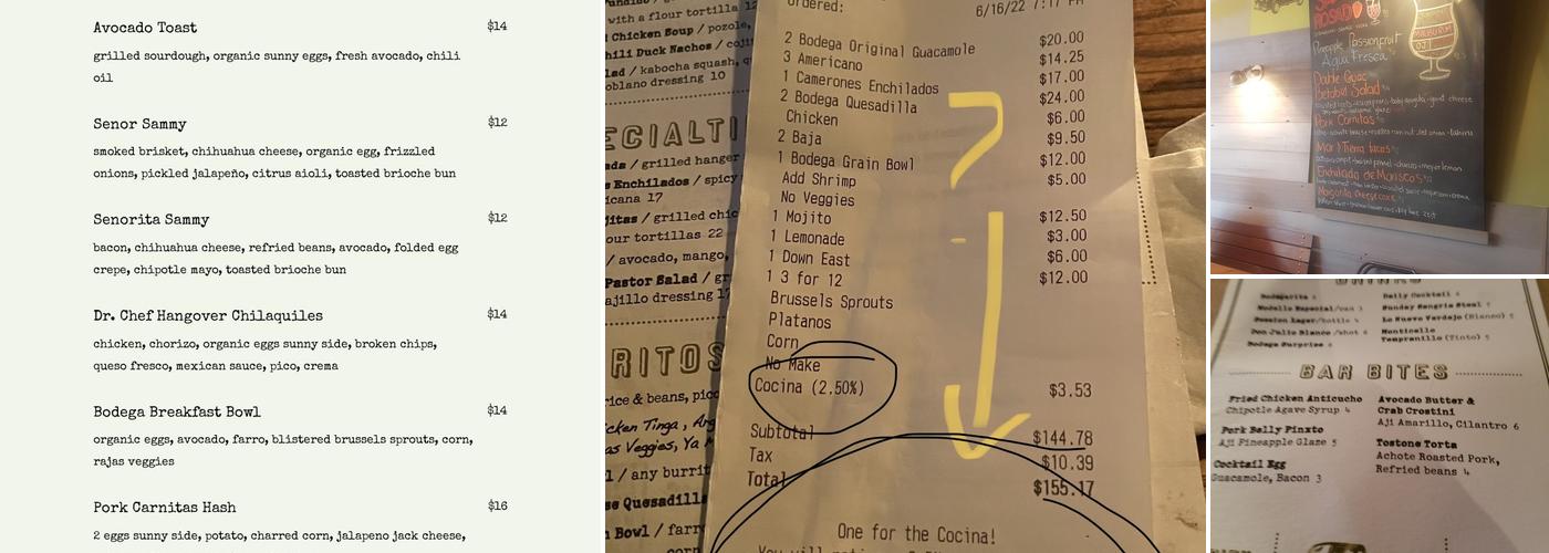 Bodega Taco Bar Menu