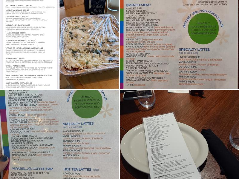 Mirabella's Table Menu