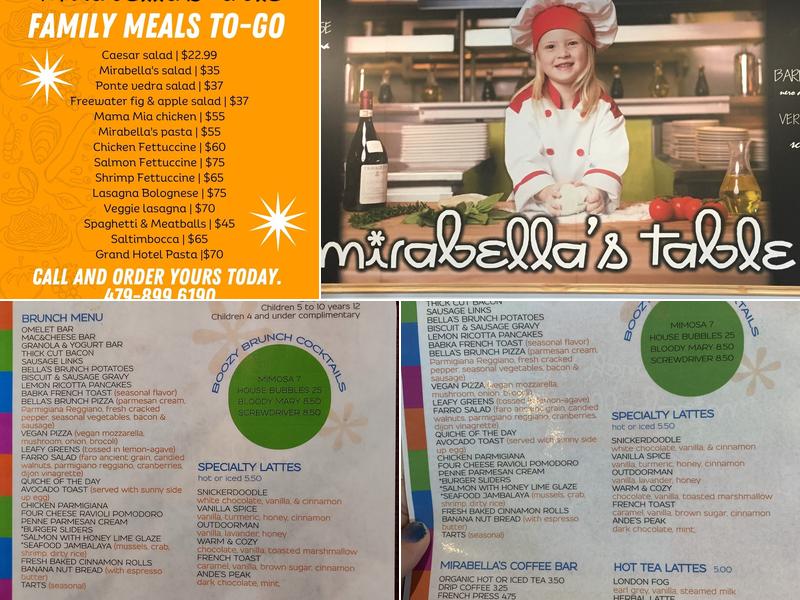 Mirabella's Table Menu