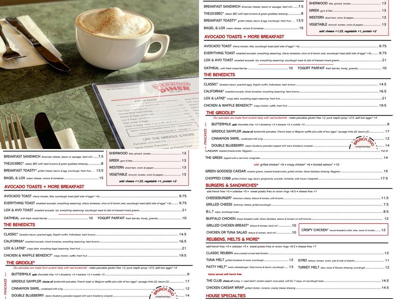 Sherwood Diner Menu