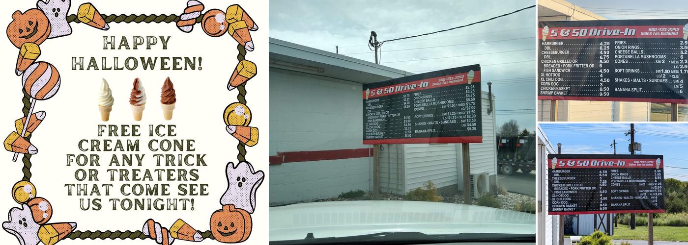 5 & 50 Drive-In Menu