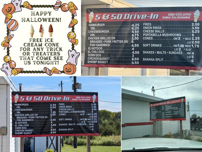 5 & 50 Drive-In Menu